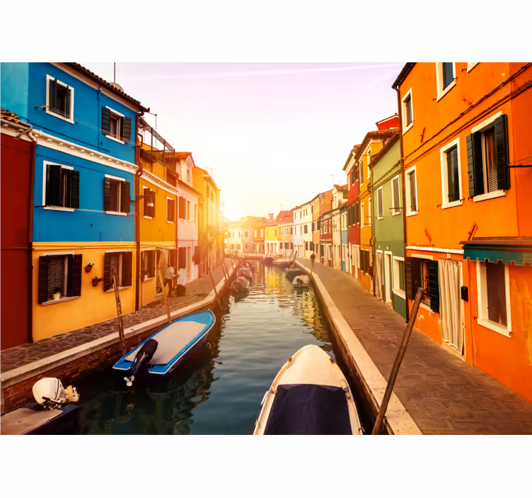 Colorful Canal View city wall mural - TenStickers