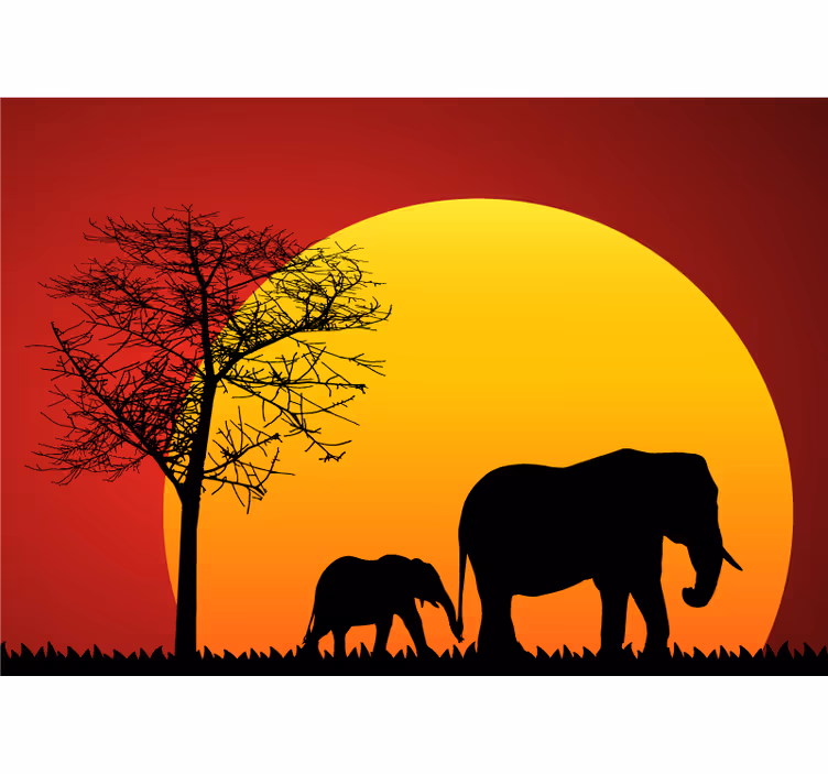 Elephants during Dusk animals wall mural - TenStickers