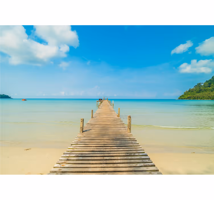 Under the sea wall mural wooden dock scene - TenStickers