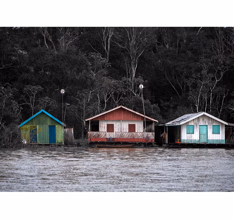 Colorful River Houses landscape wall mural - TenStickers