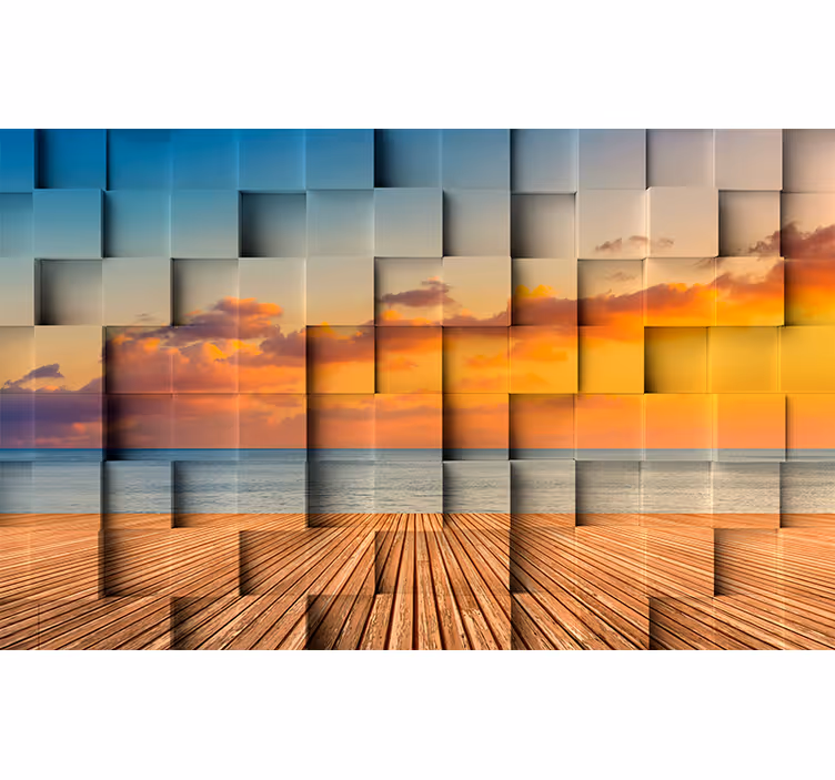 3d wallpaper sunset ocean view - TenStickers