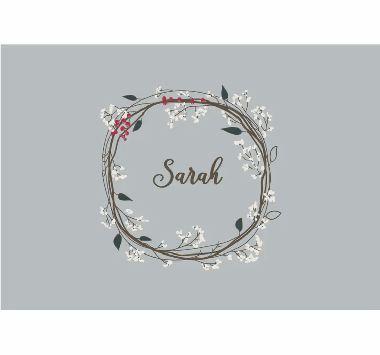 Floral name circle childrens wall mural - TenStickers