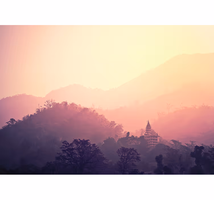 Mountain Temple View wall mural nature - TenStickers