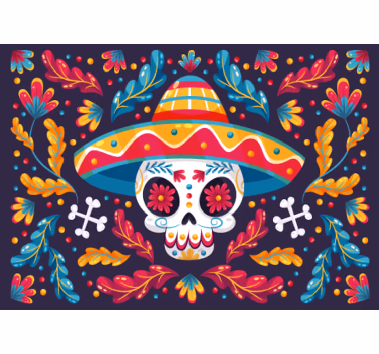 Animals wall mural colorful sugar skull - TenStickers