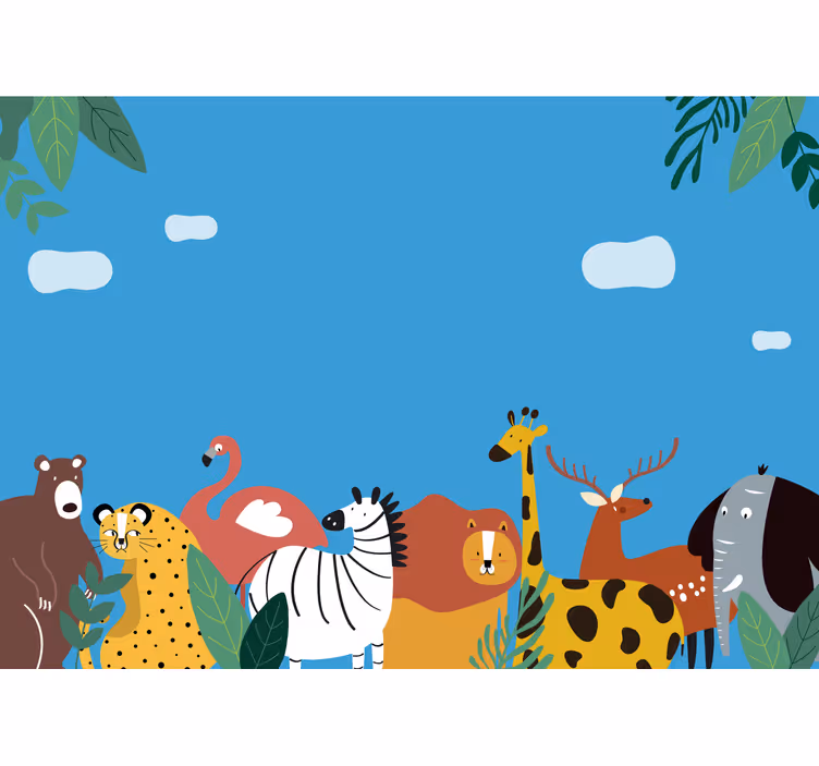 Colorful Animal Parade animals wall mural - TenStickers