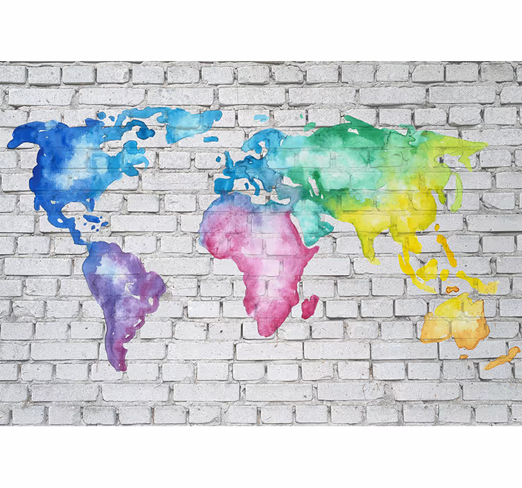 World map wallpaper watercolor world map - TenStickers