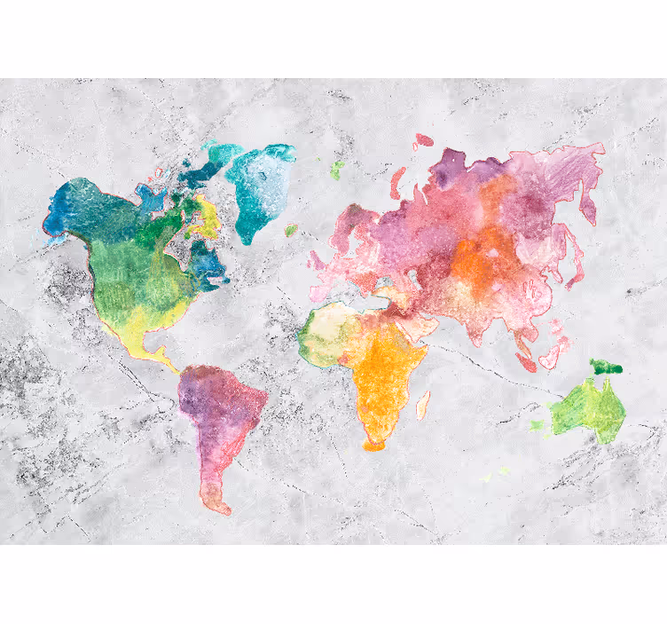 World map wallpaper colorful map design - TenStickers