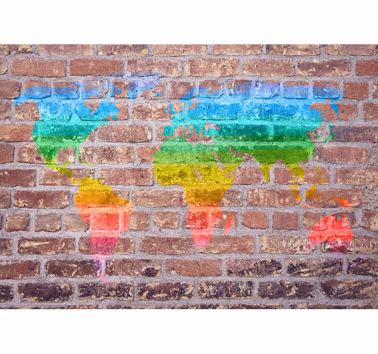 World map wallpaper colorful geographic design - TenStickers