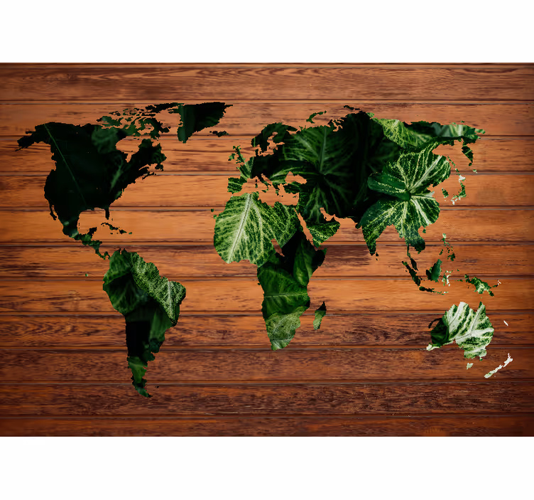 Global Map Foliage world map wallpaper - TenStickers