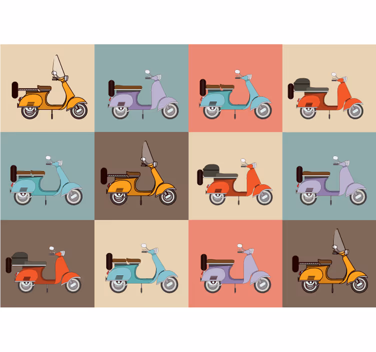 Retro scooter pattern wall mural vehicle - TenStickers