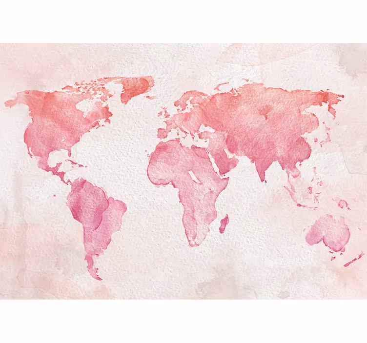 World map wallpaper watercolor world outline - TenStickers