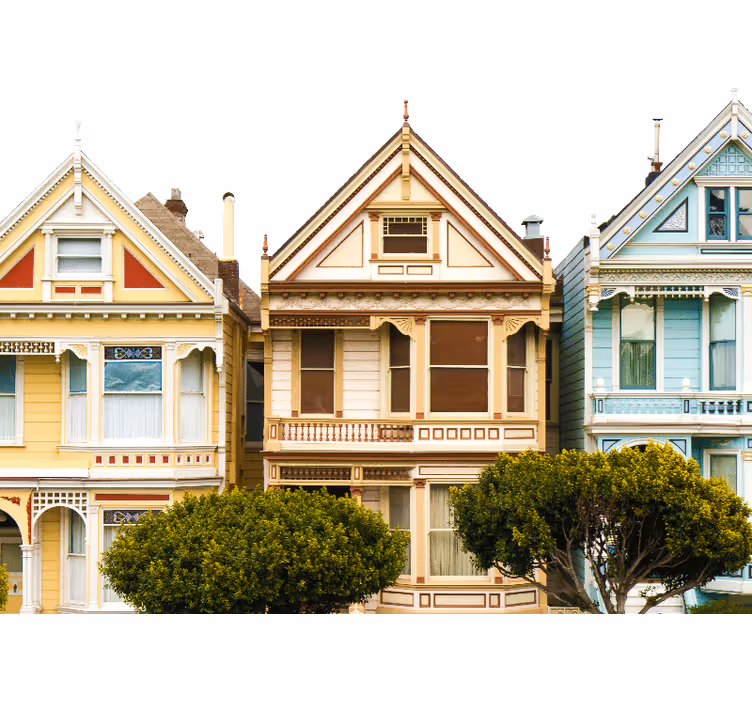 Victorian Houses Exterior city wall mural - TenStickers