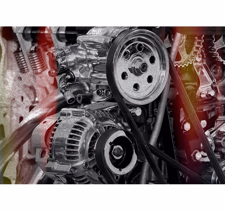 Wall mural vehicle engine parts close-up - TenStickers