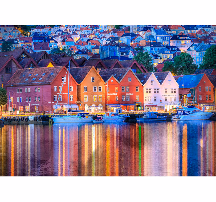 Colorful Coastal Houses city wall mural - TenStickers