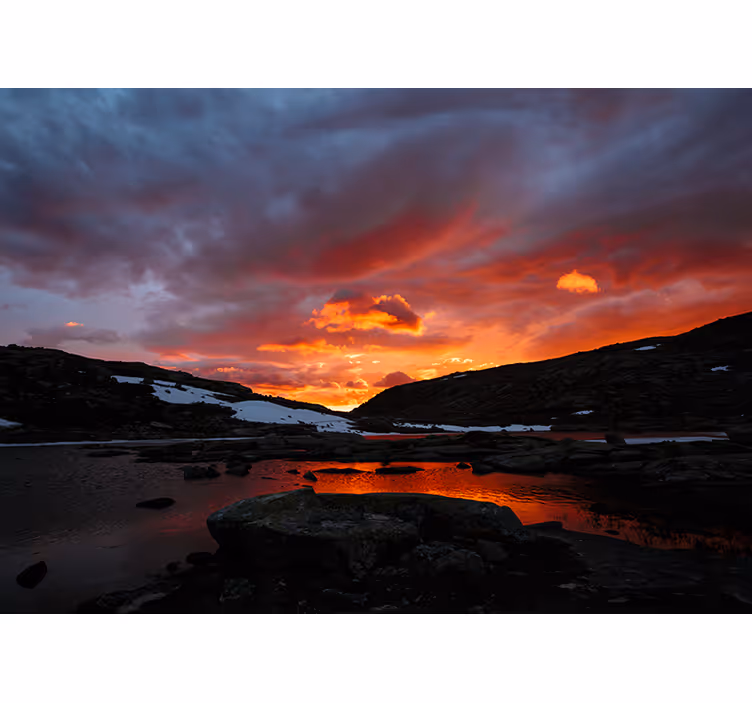 Landscape wall mural stunning sunset reflection - TenStickers