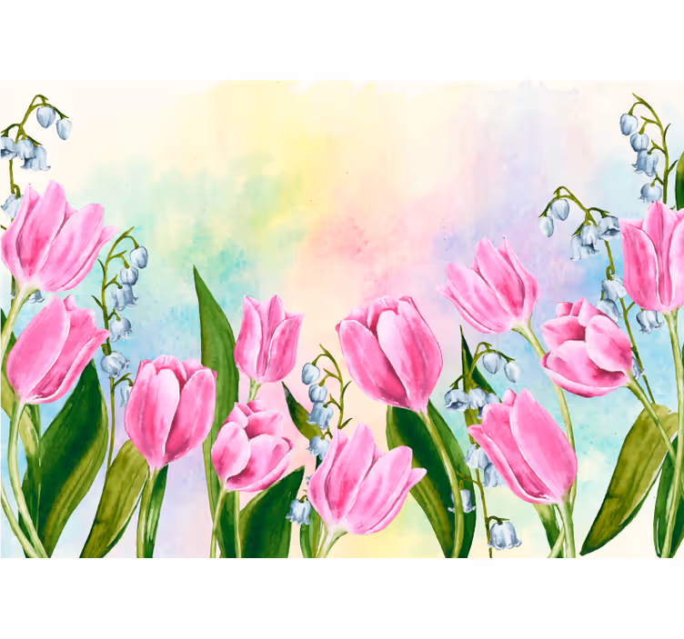 Flower wall mural tulip flower bloom - TenStickers