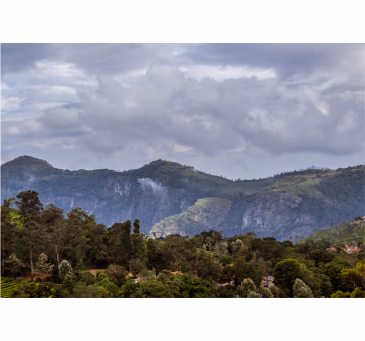 Landscape wall mural serene mountain view - TenStickers