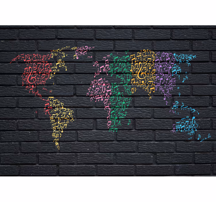 Music wall mural musical world map - TenStickers