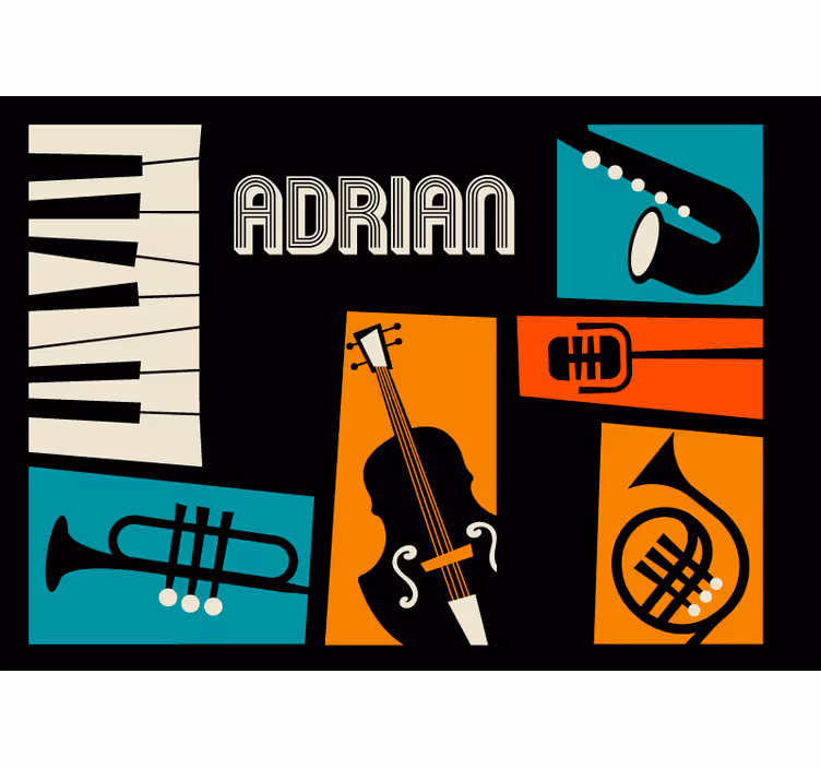 Music wall mural vibrant musical instruments - TenStickers