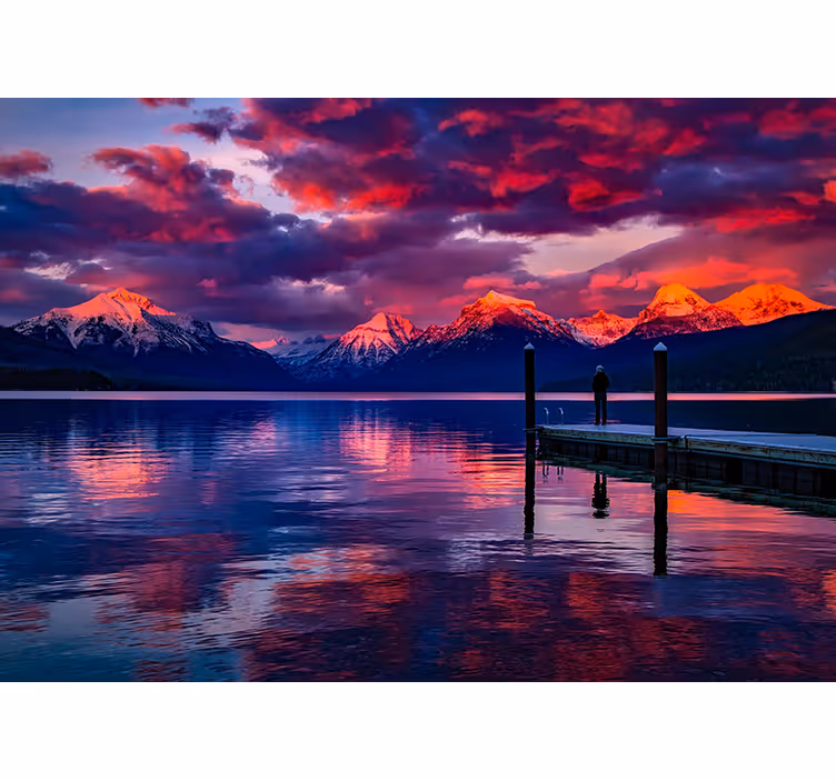 Landscape wall mural majestic mountain echoes - TenStickers