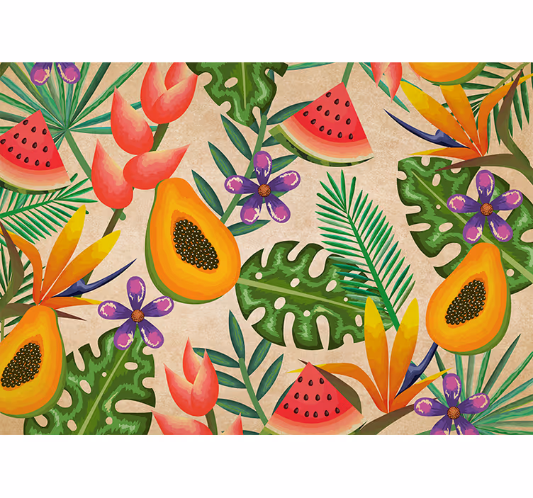 Flower wall mural tropical fruit designs - TenStickers