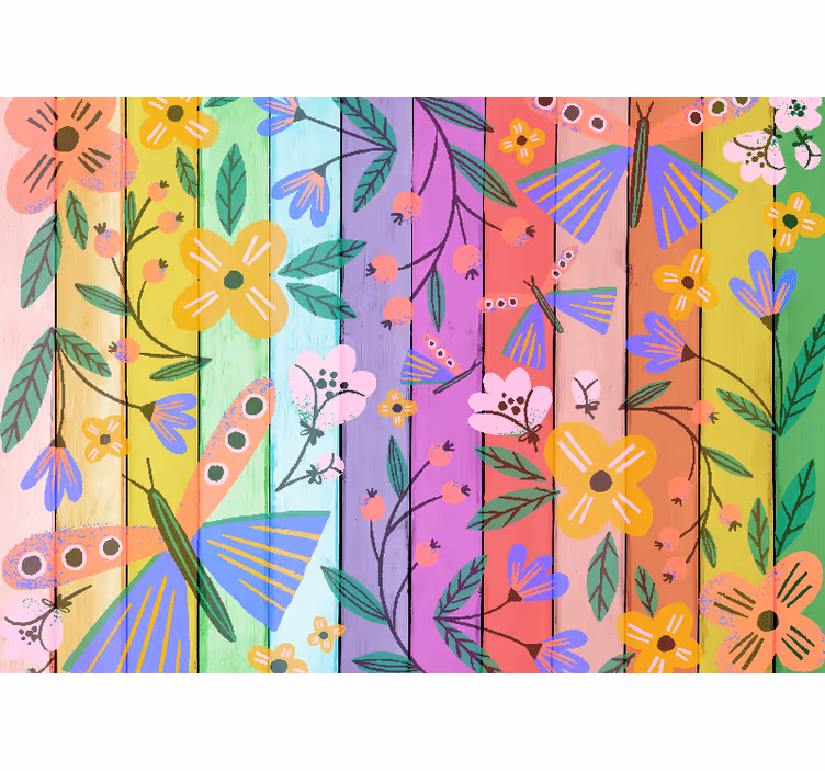 Flower wall mural with lively botanical designs - TenStickers