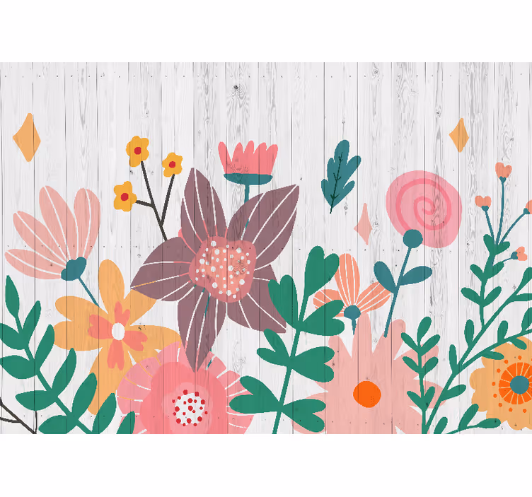 Flower wall mural colorful floral art - TenStickers