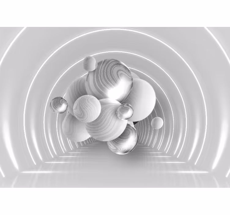 Floating circular shapes 3D wallpaper - TenStickers