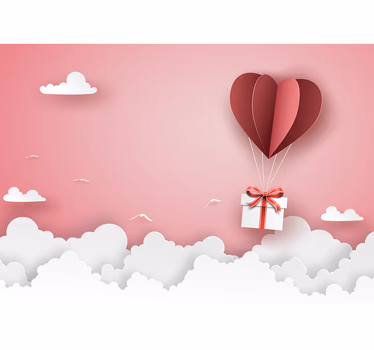 Romantic wall mural heart balloon surprise - TenStickers