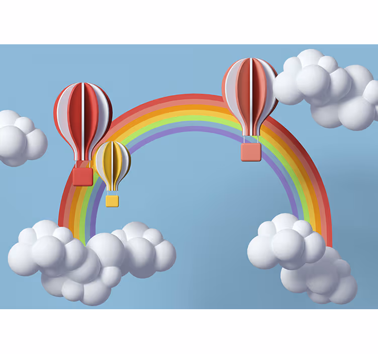 Quote wall mural colorful hot air balloons - TenStickers
