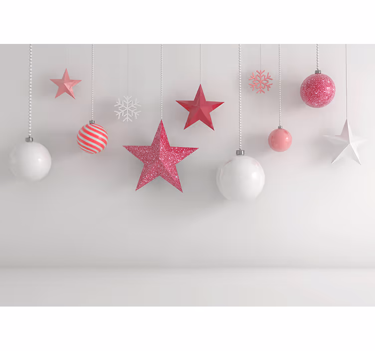 Christmas wall mural hanging holiday ornaments - TenStickers