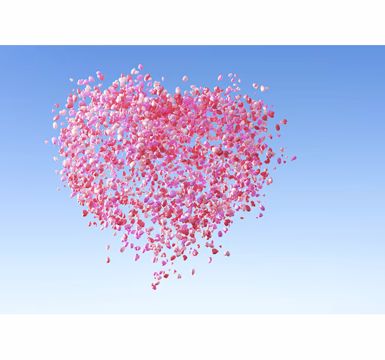 Romantic wall mural floating petals heart - TenStickers