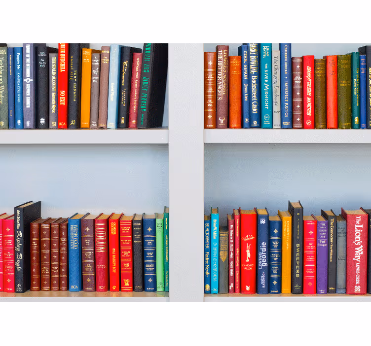 Quote wall mural bookshelf with colors - TenStickers