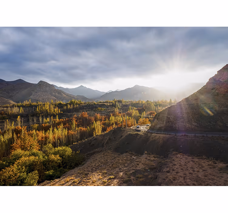 Landscape wall mural mountainous autumn scene - TenStickers