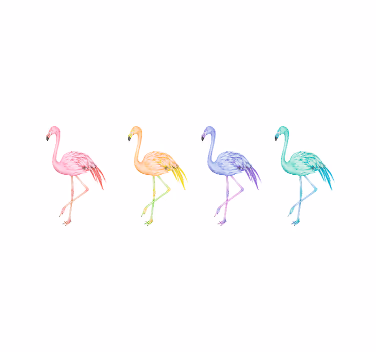 Wall mural master bedroom flamingo family silhouettes - TenStickers
