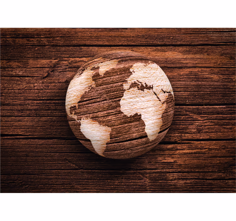 Wooden Texture world map wallpaper - TenStickers