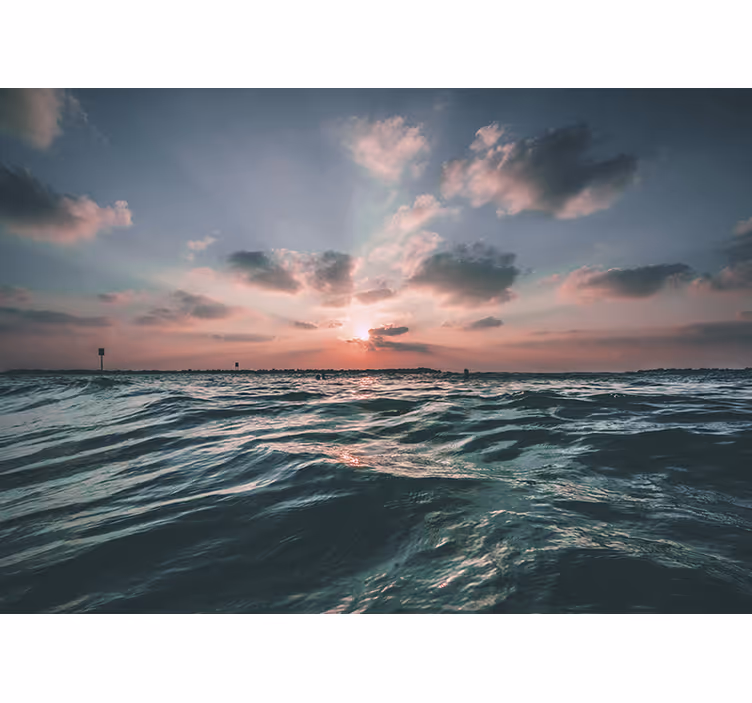 Under the sea wall mural sunset over waves - TenStickers