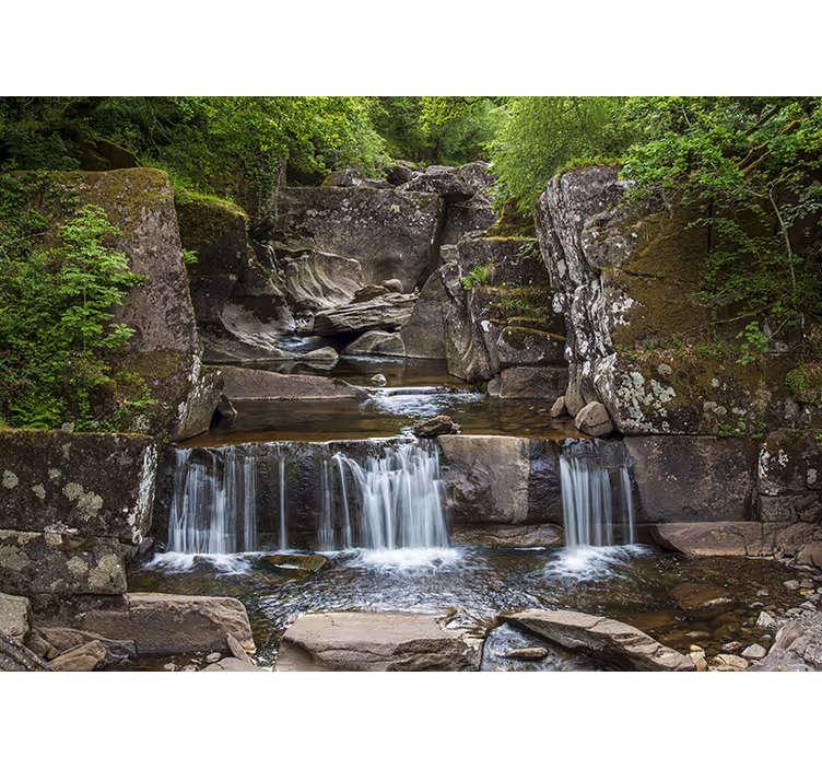 Wall mural mountain serene nature waterfall - TenStickers