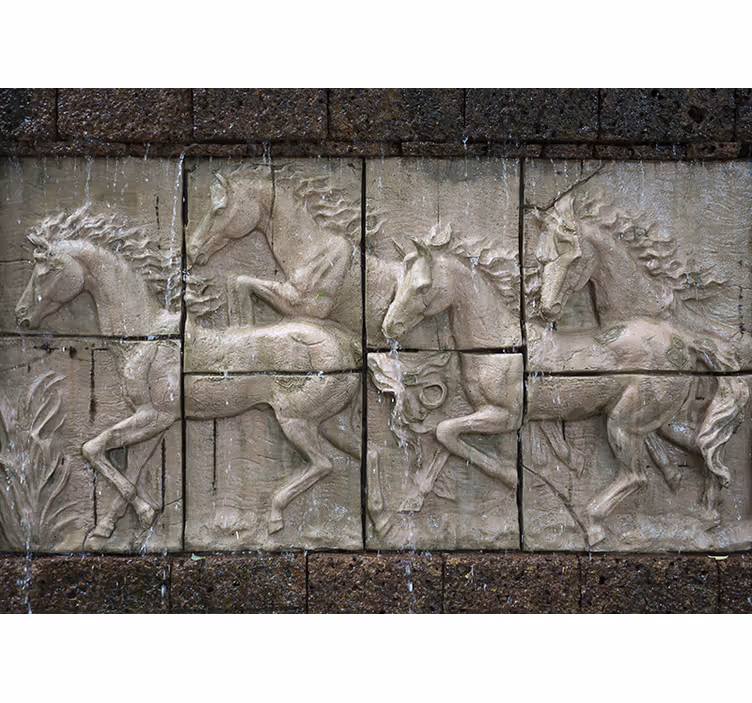 Animals wall mural galloping horses relief - TenStickers