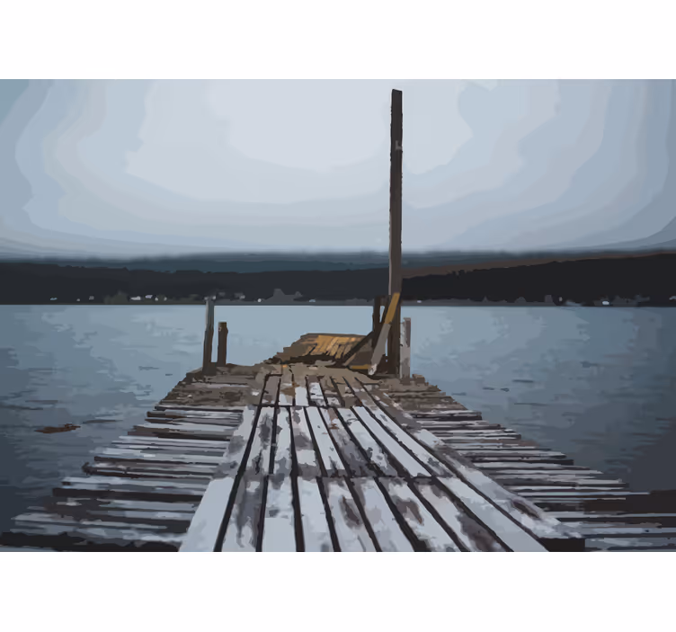 Landscape wall mural serene lake dock - TenStickers