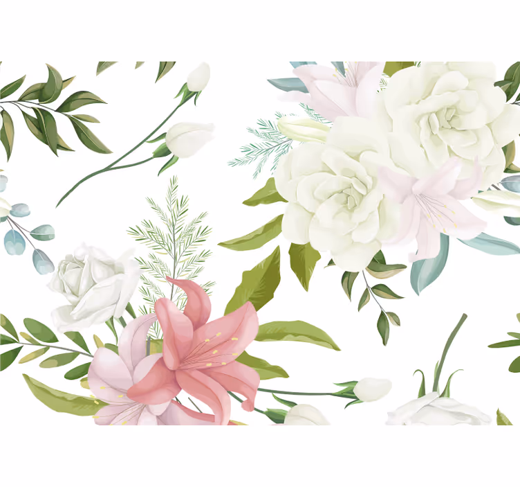 Flower wall mural graceful blossom arrangement - TenStickers