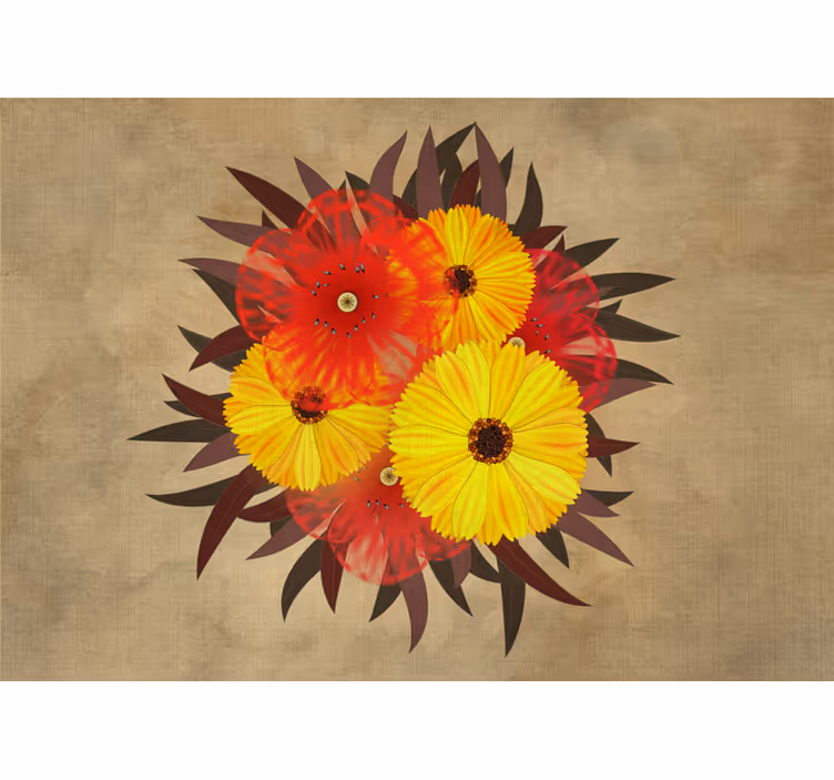 Flower wall mural lively blossom arrangement - TenStickers