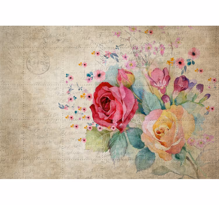 Flower wall mural rose bloom arrangement - TenStickers