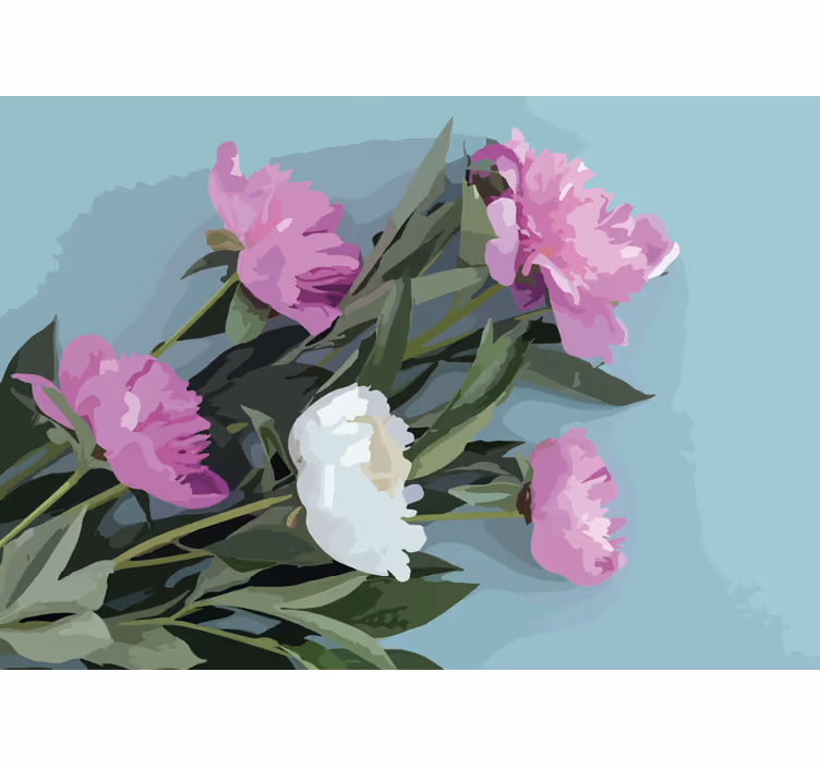 Flower wall mural peony flower arrangement - TenStickers