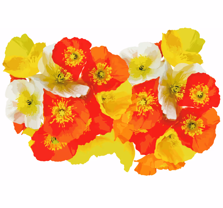 Poppy flower composition flower wall mural - TenStickers