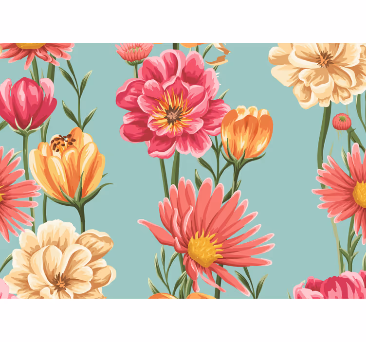 Colorful flower composition flower wall mural - TenStickers