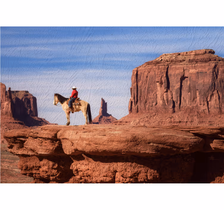 Landscape wall mural cowboy on horseback - TenStickers