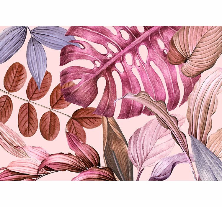 Flower wall mural lively tropical foliage - TenStickers