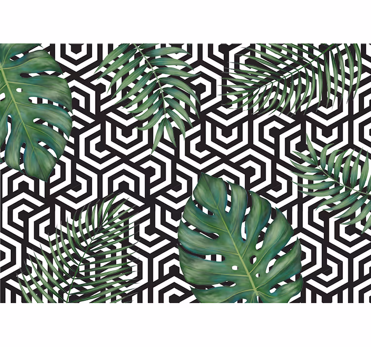 Texture wall mural geometric leaf design - TenStickers