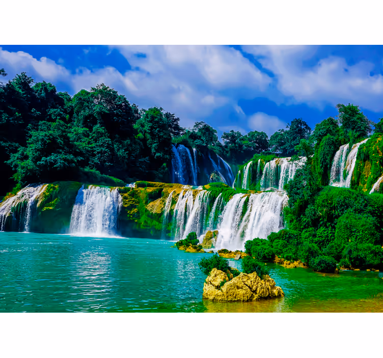 Wall mural waterfall majestic waterfall view - TenStickers